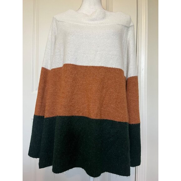 Andrée By Unit Color Block Sweater 3X Wide Neck Off the Shoulder Oversized Comfy - Picture 1 of 8